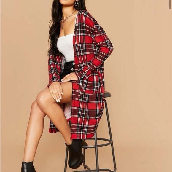 Long plaid sweater - Picture 2 of 5